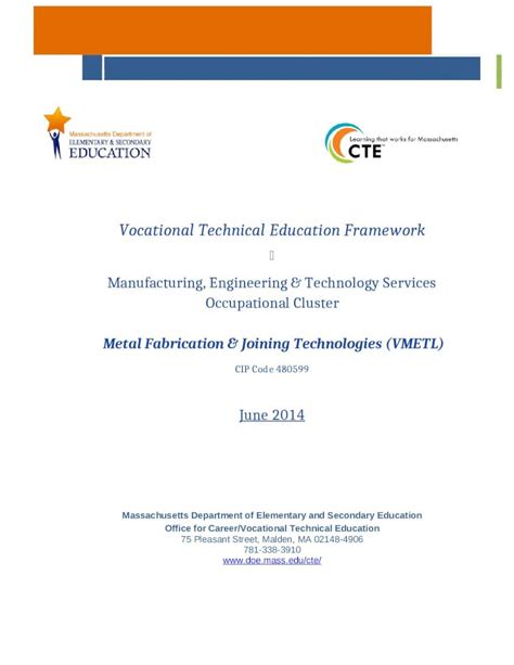 VTE Framework: Metal Fabrication & Joining Technologies 